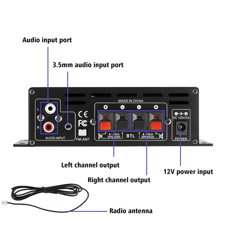 AK380/AK370/AK170 800W Bluetooth Amplifier Audio Karaoke Home Theater Amplifier 2 Channel Power Class D Amplifier USB SD AUX sub amp