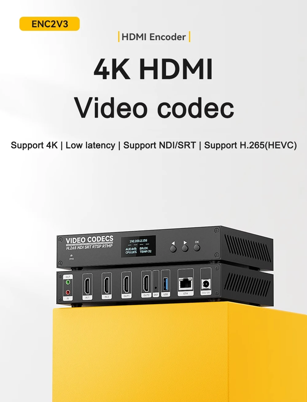 Link Pi ENC2_V3 4K Video Codec 2-channel HDMI Encoder/Decoder, SRT NDI, RTMP Liv