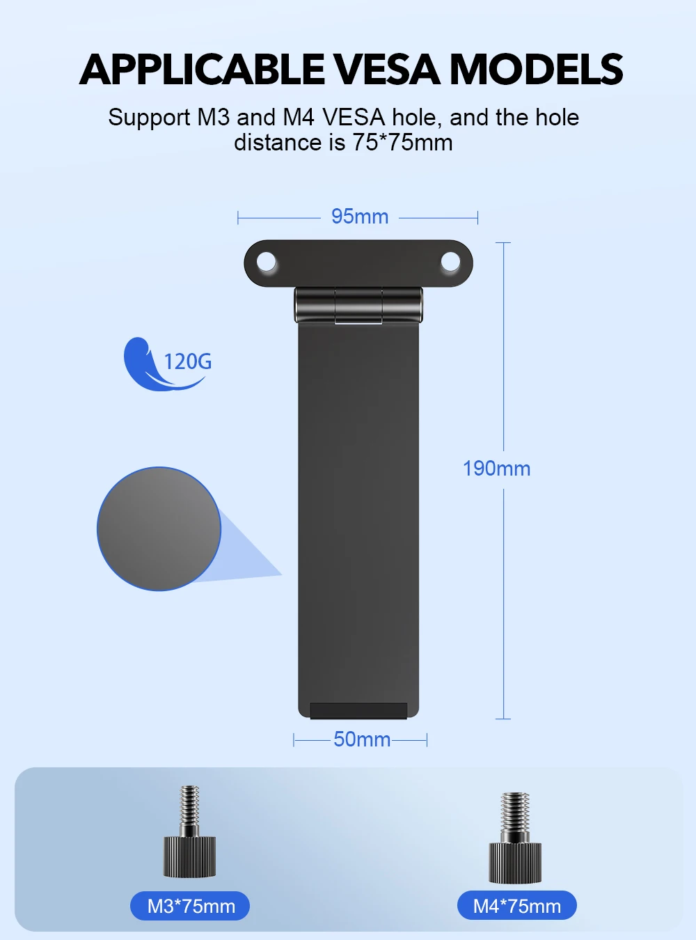 Cdisplay Monitor Stand VESA 75x75mm M3/M4 Portable Computer Screen VESA Adapter for Monitor with