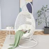 Oversized Rattan Hanging Egg Chair with Stand, Thick Cushion and Frame Outdoor Rocker, for Indoor Outdoor. Comfy Egg Swing Chair 6