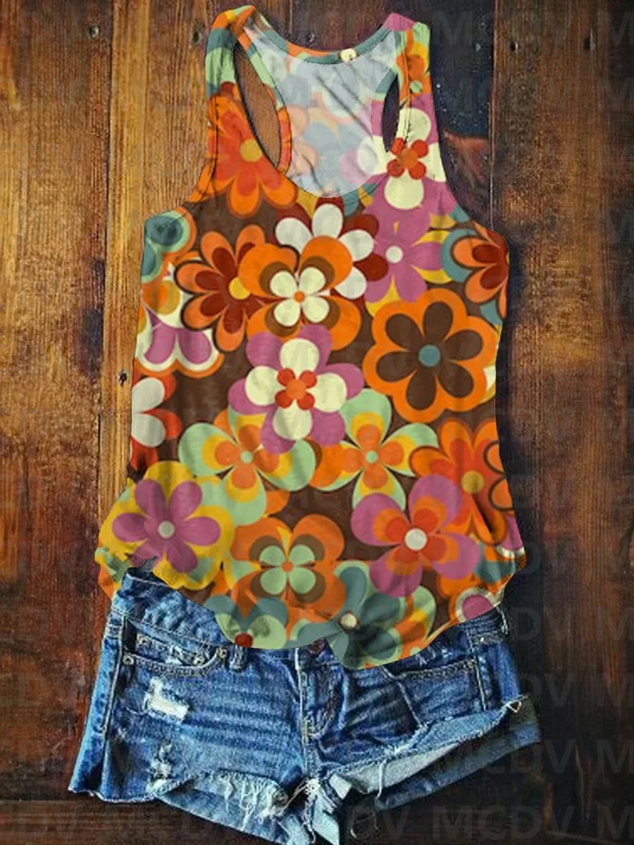 

Women's Vintage Cashew Flower Print Tank Top Summer Sexy Tank Top