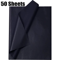 Premium Black Tissue Paper for Gift Wrapping and Crafting - Bulk Sheets for DIY Projects and Floral Decorations (50 Sheets)