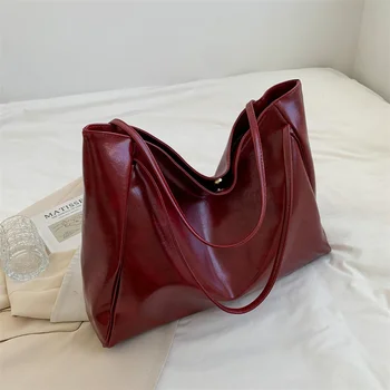 Borsa Tote da Donna alla Moda, Pochette Sottobraccio, Grande Capacità, in Morbida Pelle PU, Borsa a Spalla Retrò, Borsa a Tracolla Casual, Borsa a Secchiello Portatile