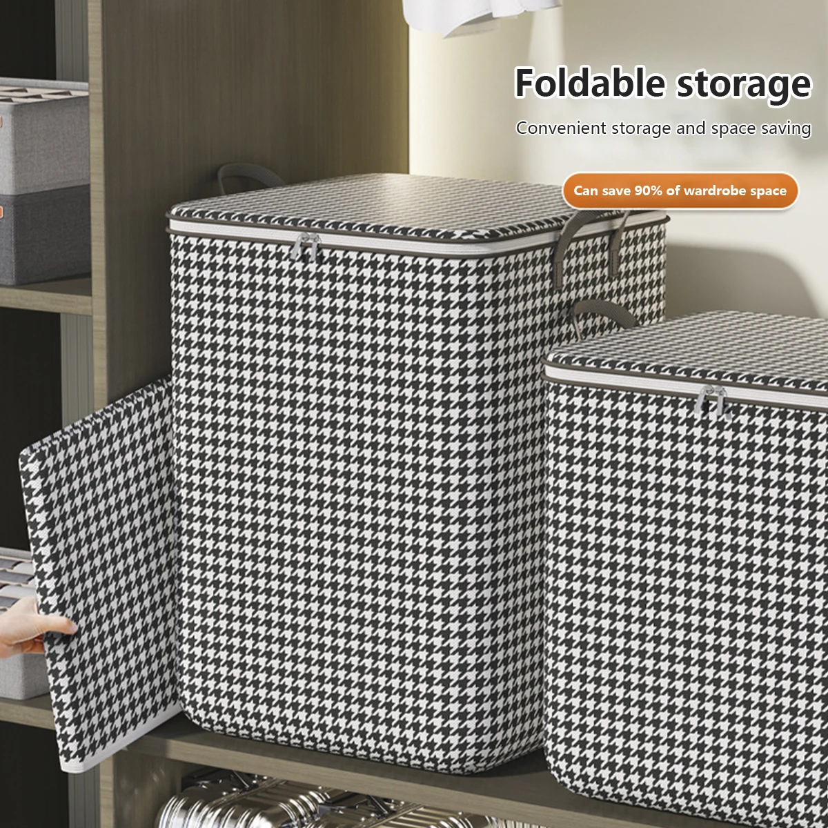 Large Capacity Clothes Storage Bag Foldable Blanket Storage Box with Zipper and Handle Portable Dustproof Bedding Organizer 2