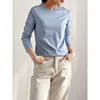 Mulberry Silk Cotton Long Sleeve T-shirt Women Round Neck V-neck Smooth Basic Loose Tops 1