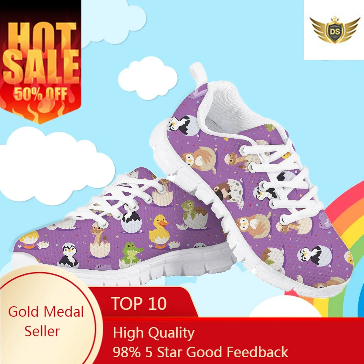 Kawaii Hatching Dinosaur Eggshells Cartoon Pattern Mesh Sneakers For Children Casual Lace Up Flat Shoes Teen Student Walk Shoes kawaii hatching dinosaur eggshells cartoon pattern mesh sneakers for children casual lace up flat shoes teen student walk shoes