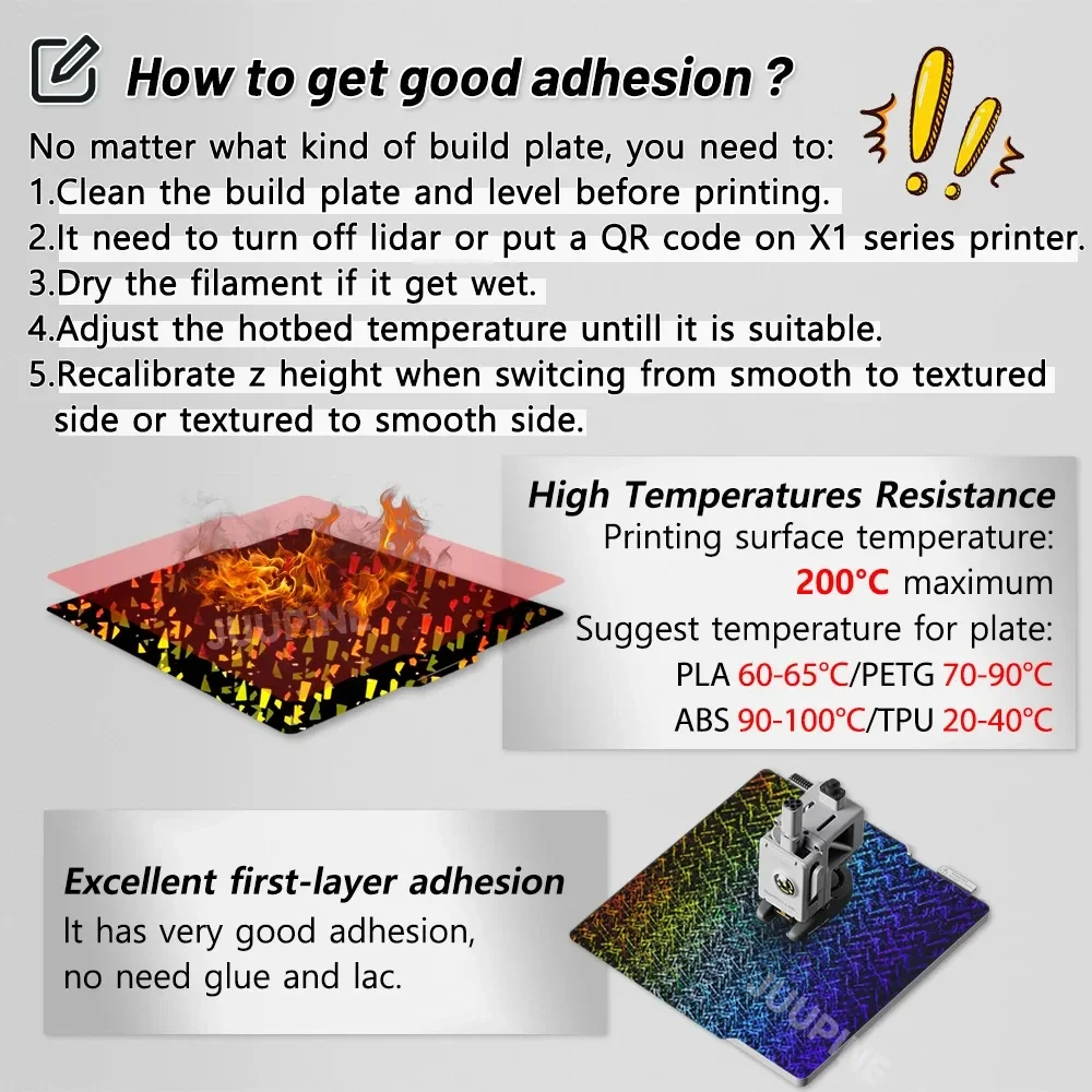Smooth PEI Sheet Build Plate for Bambu Lab 3D Printers