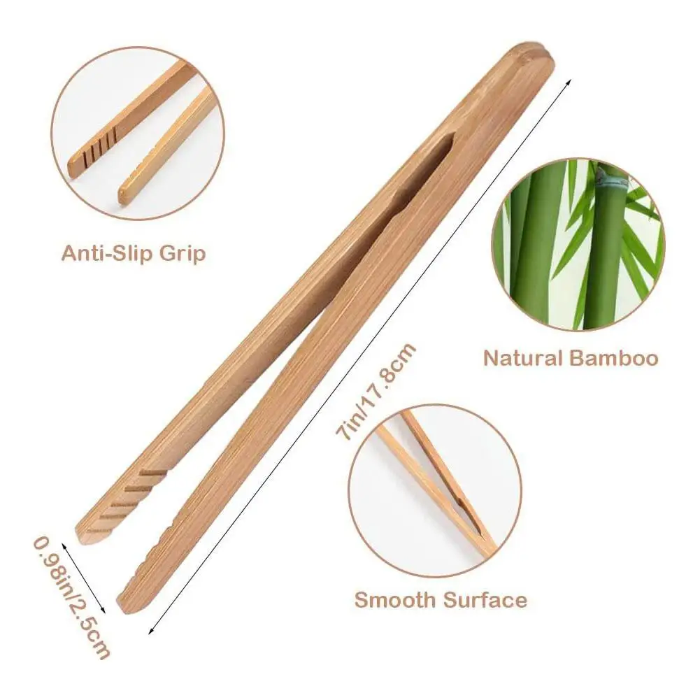 Bamboo Wooden Food Toaster Tongs For Tea Cup Clip Natural Bamboo Tweezers Kitchen Tongs Tea Making Tool New