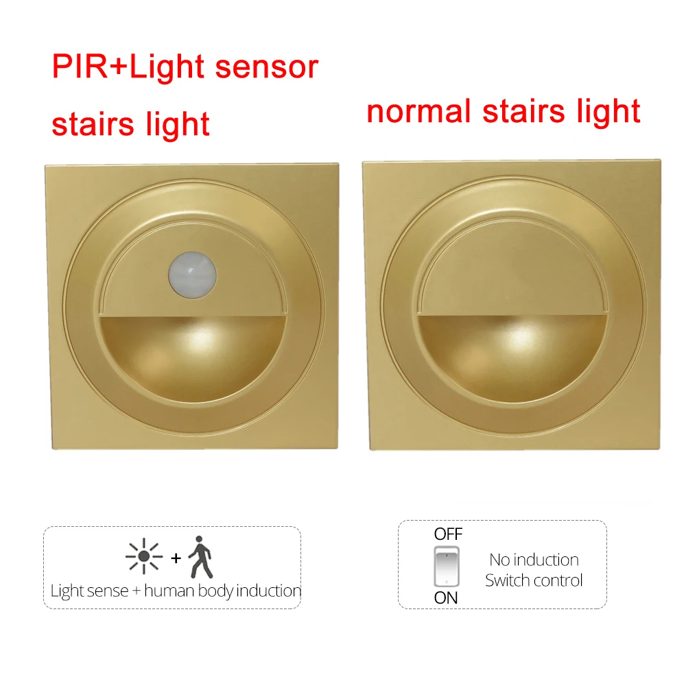 86Type Wall Stairs LED Step Lamp Human Motion PIR Sensor Stairway Corridor Foyer Lighting Eu Standard Night Footlight