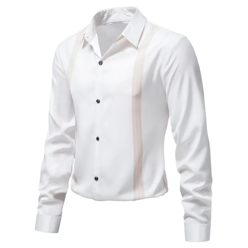 

Al668713010867 New Men's Clothing European Long Sleeved Shirts with Back Stripe Design Business Bottomed Shirt