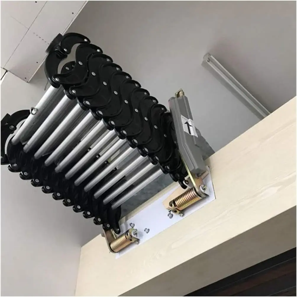 Folding Ladder Extension Loft Stairs Narrow Wall-Mounted Attic Loft Stairs Attic 8.2-9.8ft Vertial Height Pulldown Wall T