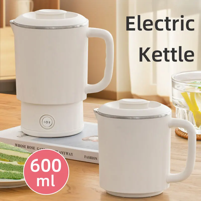 600ml Mini Electric Kettle,600W Portable Small Instant Noodles Pot,Travel Home Office Boiling Water Pot,Stainless Steel 2