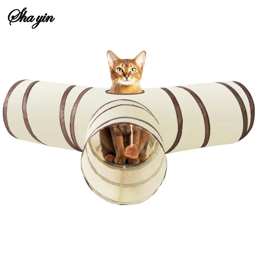 Cat Tunnel Collapsible Tube 1 Play Ball Toys 3 Ways Tunnels Indoor Cats 1PC