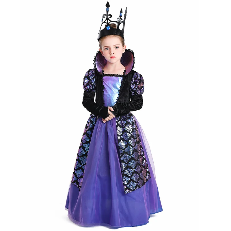 

Halloween Children Cosplay Princess Costume Court Medieval Purple Dress