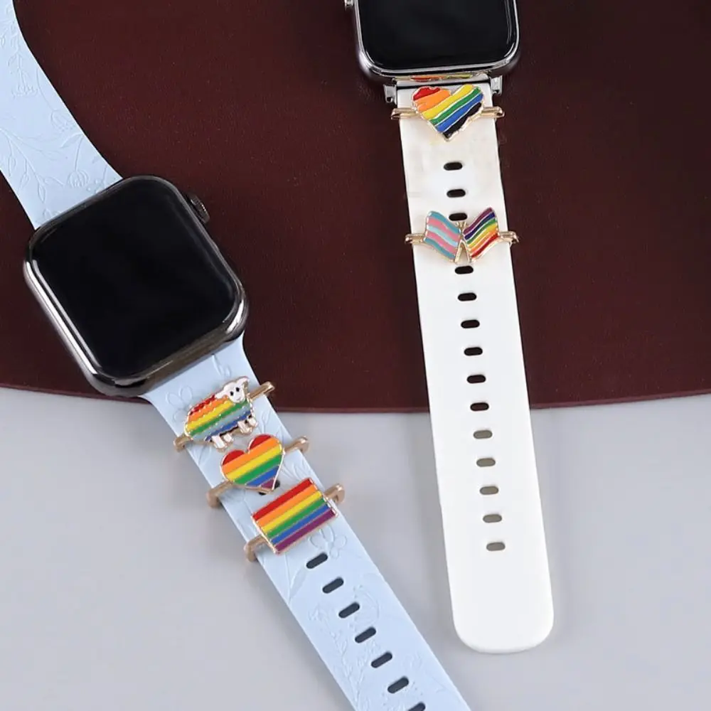 

Металлические подвески, декоративное кольцо для Apple Watch, ремешок, орнамент, умные часы, силиконовый ремешок, аксессуары для iwatch, браслет