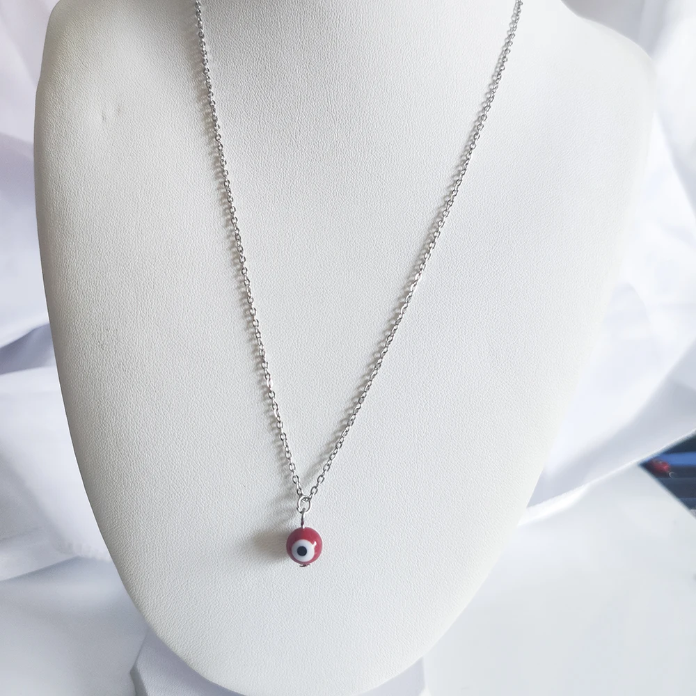 Turkey Evil Eye Necklace For Women 8mm 10mm Red Blue Eye Beads Pendant Choker Clavicle Chain Ethnic Lucky Jewelry