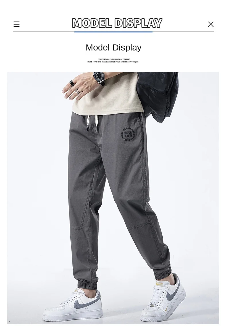 Description Picture 4 of itemUnvanqu 2024 Men's Solid Casual Harem Pants Korean Patch Pocket Cargo Pants Classic Men Thin Fashion Streetwear Trousers For Men
