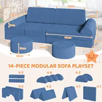 Canapé de jeu modulaire pour enfants, canapé sectionnel pour enfants, meubles de chambre à coucher et de salle de jeux pour tout-petits, mousse convertible et coussin de sol 2