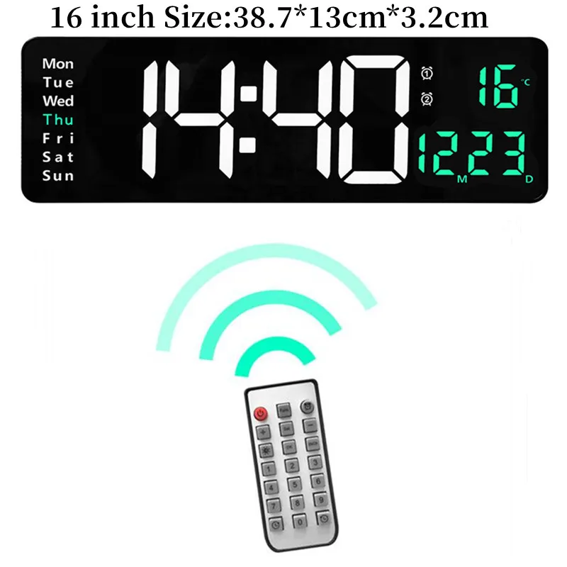 Horloge murale de bureau à écran LED extra grand, horloges à projection  USB, compteur de température, calendrier, heure, jours, semaine, année,  12H, 24H - AliExpress