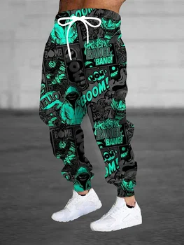 Modelli stile cartone animato Pantaloni da strada Tasche laterali da uomo Pantaloni sportivi con coulisse elastica Pantaloni da jogging Pantaloni casual Autunno Inverno 1