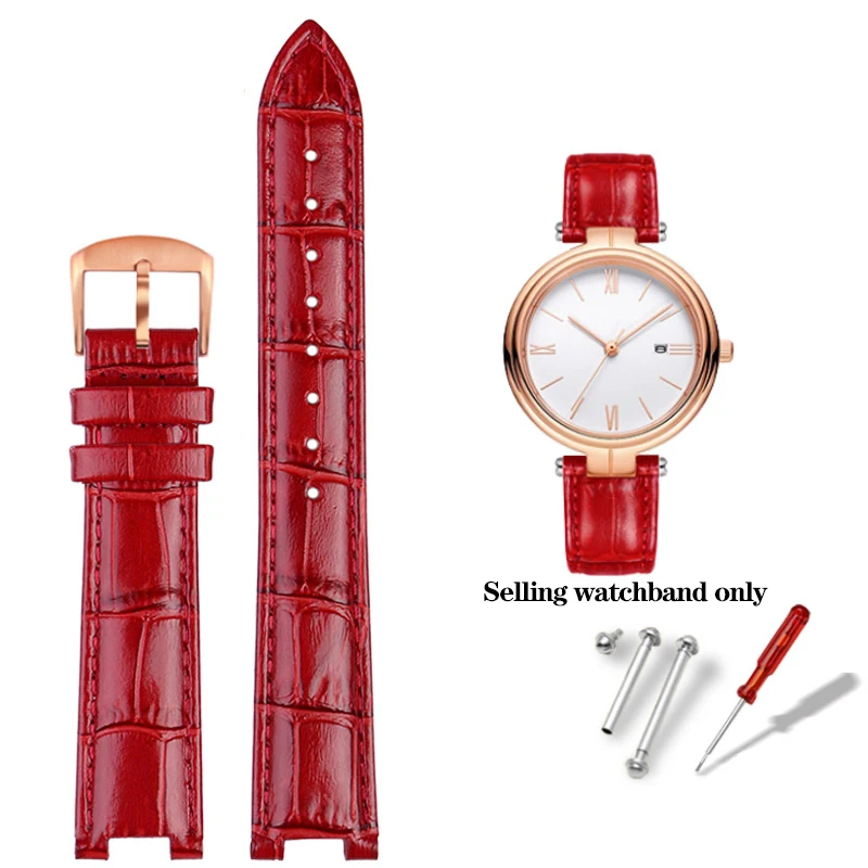 Cowhide Leather Watchband, Red Bracelet for Men and Women, Available in Various Sizes