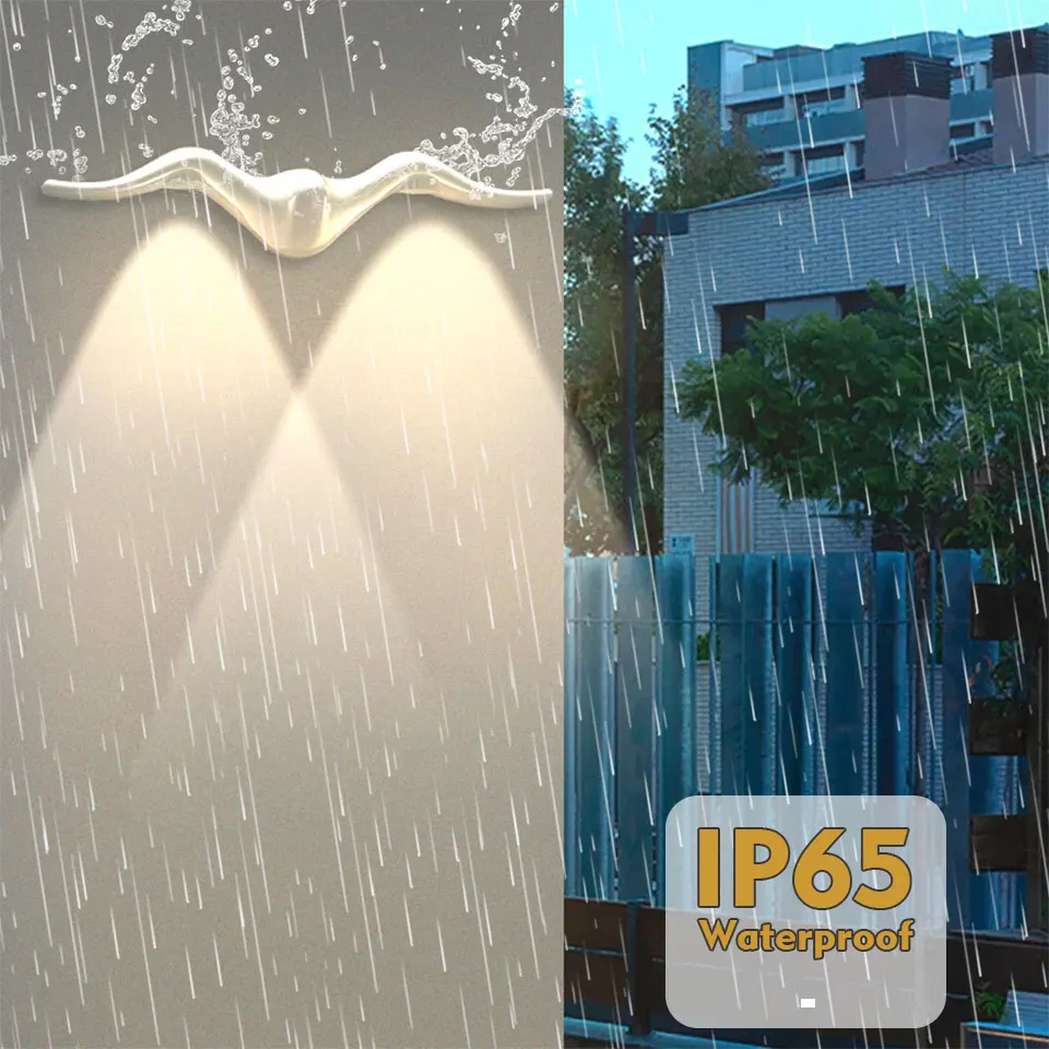 LED Wall Light Aluminium Wing Shaped Indoor Outdoor AC85-265V Waterproof Nordic Lamp Led Lights For Home Garden Bedroom Corridor