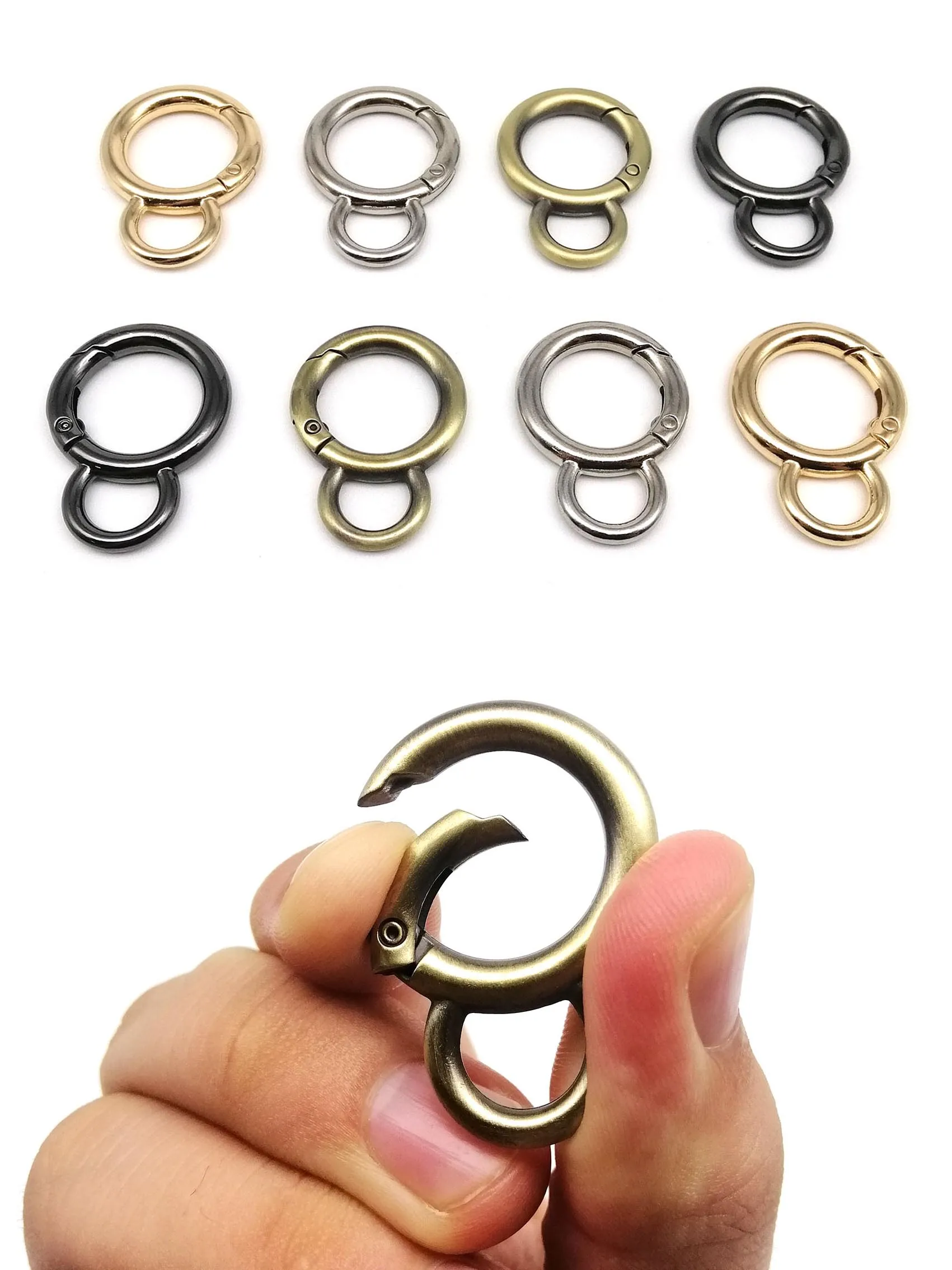 HZYUEGOU ID 20mm Federkarabiner Doppel-O-Ring Öffnbarer Verschluss für Ledertaschen, Handtaschen, Gürtel, Riemen, Anhänger, Hundeketten, Schnappverschluss – Detail 3