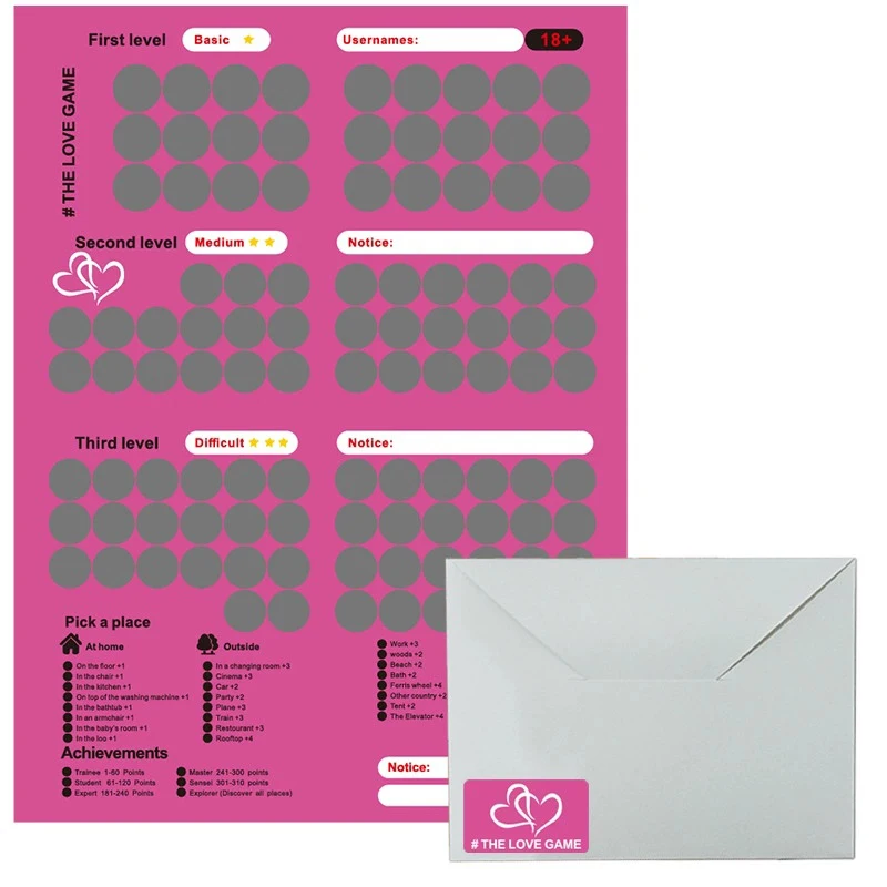 1Pc 100 Sex Position Game for Couples - Love Scratch Date Night Board Poster - Adult Game for Couples - Sex Toys