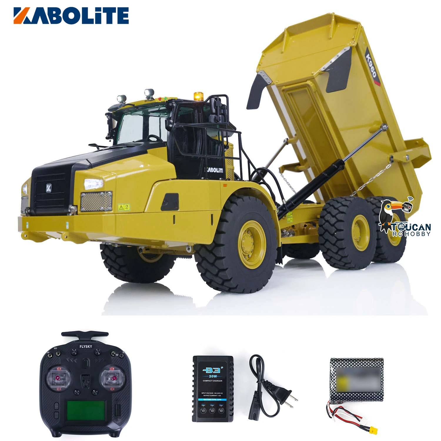 KABOLITE K960 1/20 Metal RC Hydraulic Articulated Truck 6x6 Remote Control Dumper Cars Heavy Duty Toys Machine Model Light Servo 3