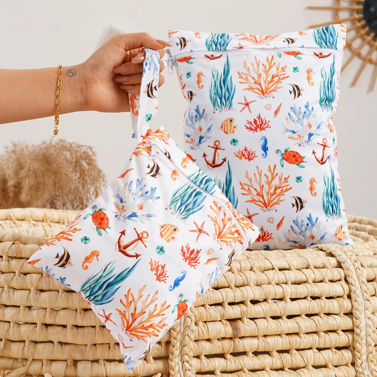 Elinfant3pcs Cloth Diaper Wet Dry Bags Waterproof Reusable Travel Beach Pool Daycare Soiled Baby Items Yoga Gym Bag for Swimsuit - Image 4