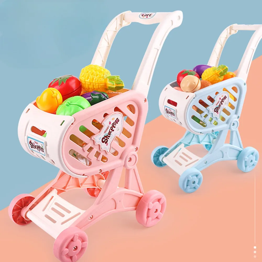 Children'S Toys Shopping Cart Children Playing Fruits Vegetable Storage Trolley Drop Resistant No Pollution Safe Materials Carts 4
