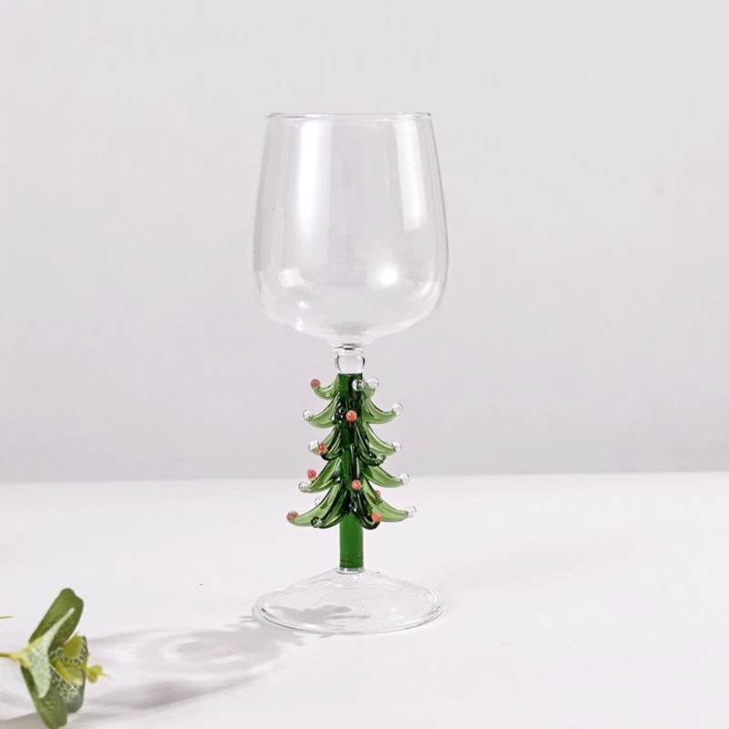 Christmas Tree Wine Glass Stem Wine Glasses Elegant Wine-Goblet Glass Vintage-Decor Festive-Atmosphere Gifts