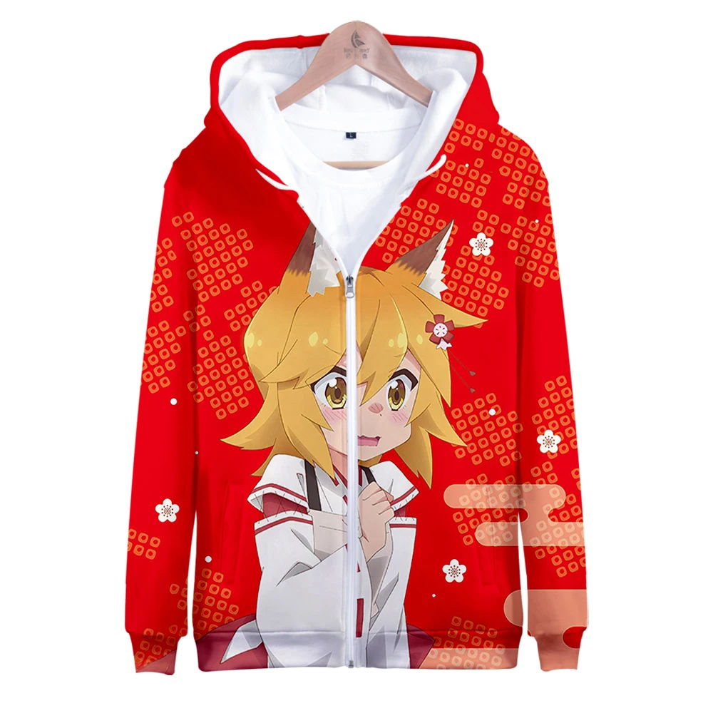 

The Helpful Fox Senko San Anime Zipper Hoodies Unisex Fashion Zip Up Hooded Sweatshirt 3D Prints Streetwear Clothes