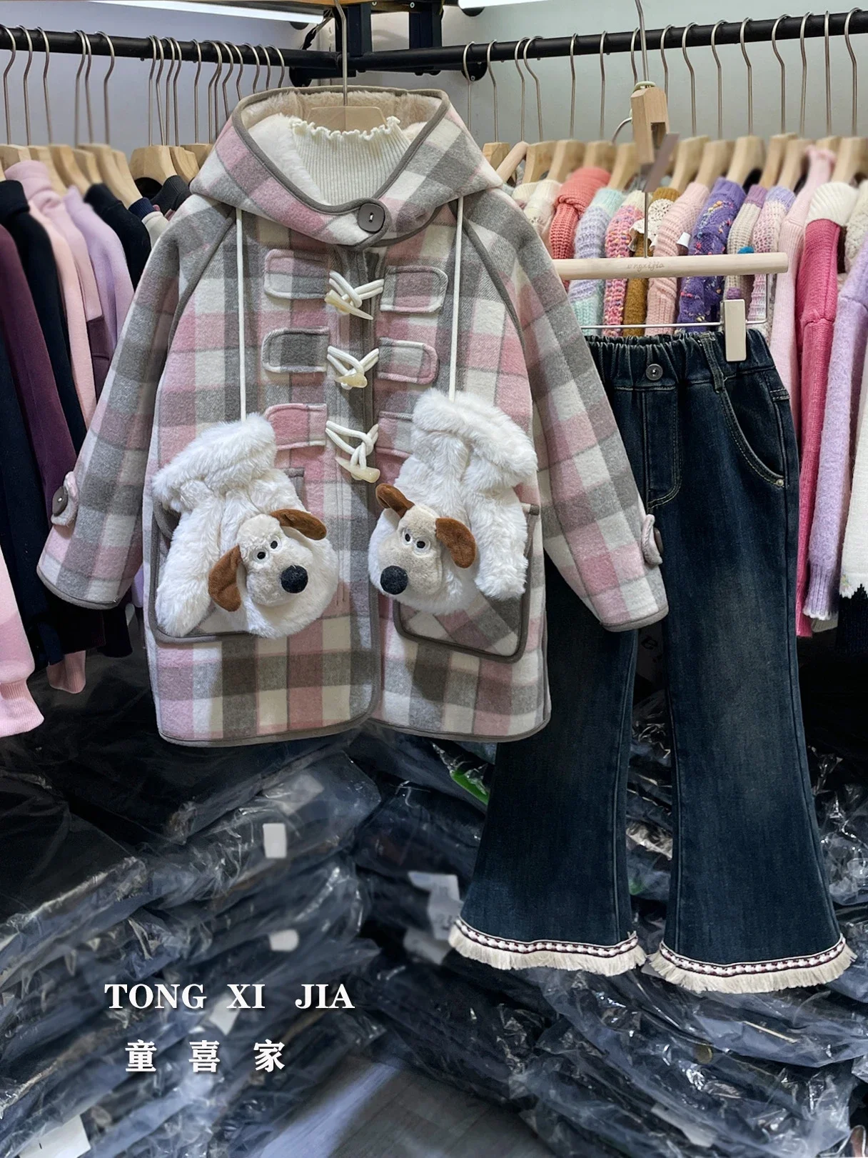 

Baby Padded Coat New Winter Clothes Children's Clothing Girls' Quilted Fleece-lined Hooded Mid-Length Woolen Coat Kids Coats