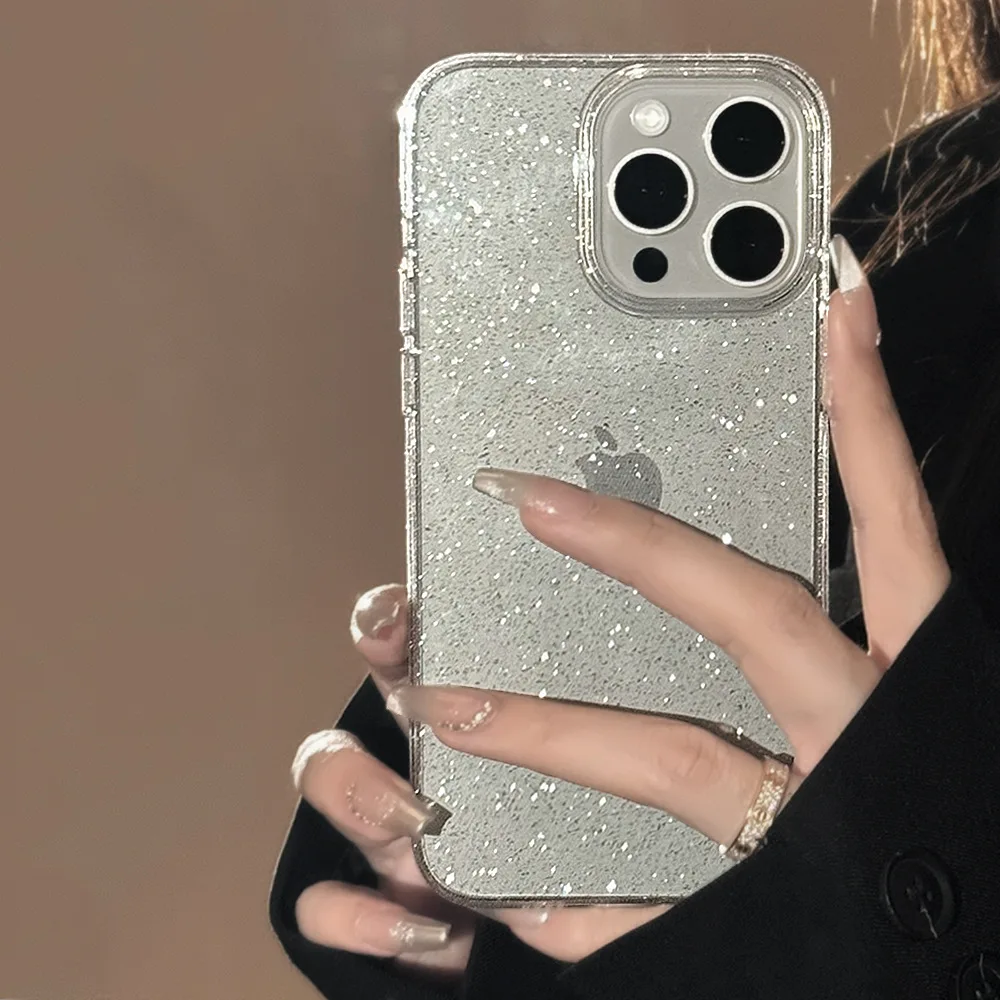 thumbnail image 1 of Luxury Bling Glitter Clear Case For iPhone 16 15 14 13 12 11 Pro Max X XR XS 7 8 Plus SE Shockproof Transparent Soft TPU Cover, 1 of 3