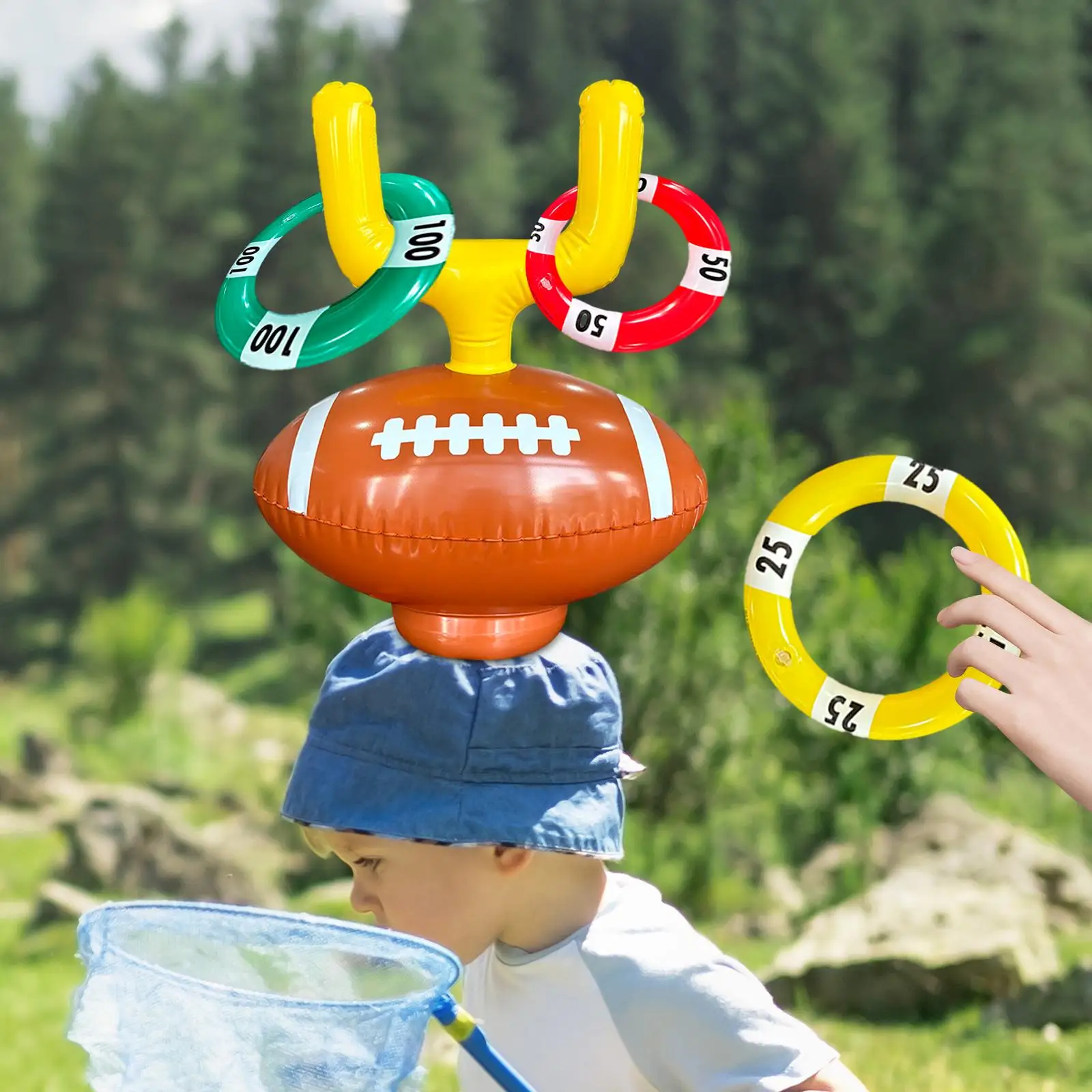 

Football Ring Toss Hat Toy Indoor Holiday Fun Ring Toss Party Game Throwing Ring Set for Activity Xmas Carnival Birthday Family