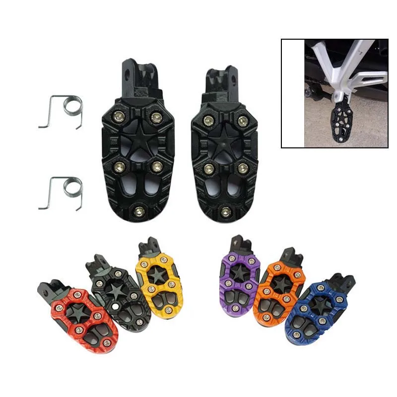 

1 Pair Universal 8mm Metal Motorcycle Foot Pegs Pedals Footrests With Spring For Dirt Pit Bike