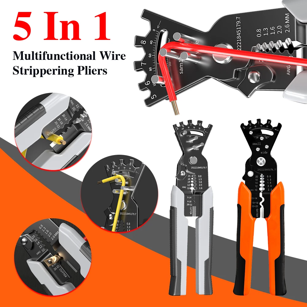 

Multifunctional Special Wire Stripping Pliers, Electrician Cutting, Skin Pressing, Winding Scissors, 5 in 1