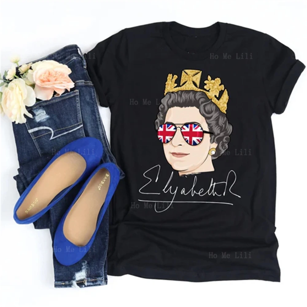 God Save The Queen British Crown Elizabeth Ii Er England T-Shirt Donna Oversize