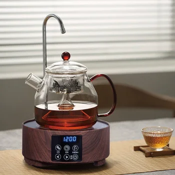 220V Electric Ceramic Stove 1200W Timing Kung Fu Tea Stove Office Automatic Water Supply Heating Furnace 10 Gear Home Tea Maker 1