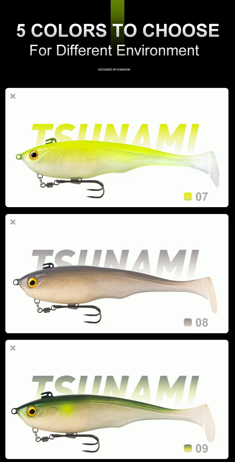 Kingdom Tsunami Angelköder, 55 g, 170 mm, Meeresangeln, sinkend, künstlich, großer weicher Köder, PVC-Silikon, 3D-Angelköder mit großem Auge – Detail 10