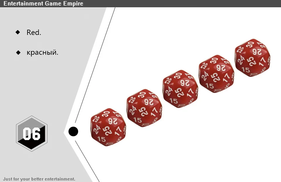 2 Yernea High-quality Multifaceted Dice Set 5Pcs D30 Polyhedron Digital Dice Dungeons and Dragons Games Dice  (6)
