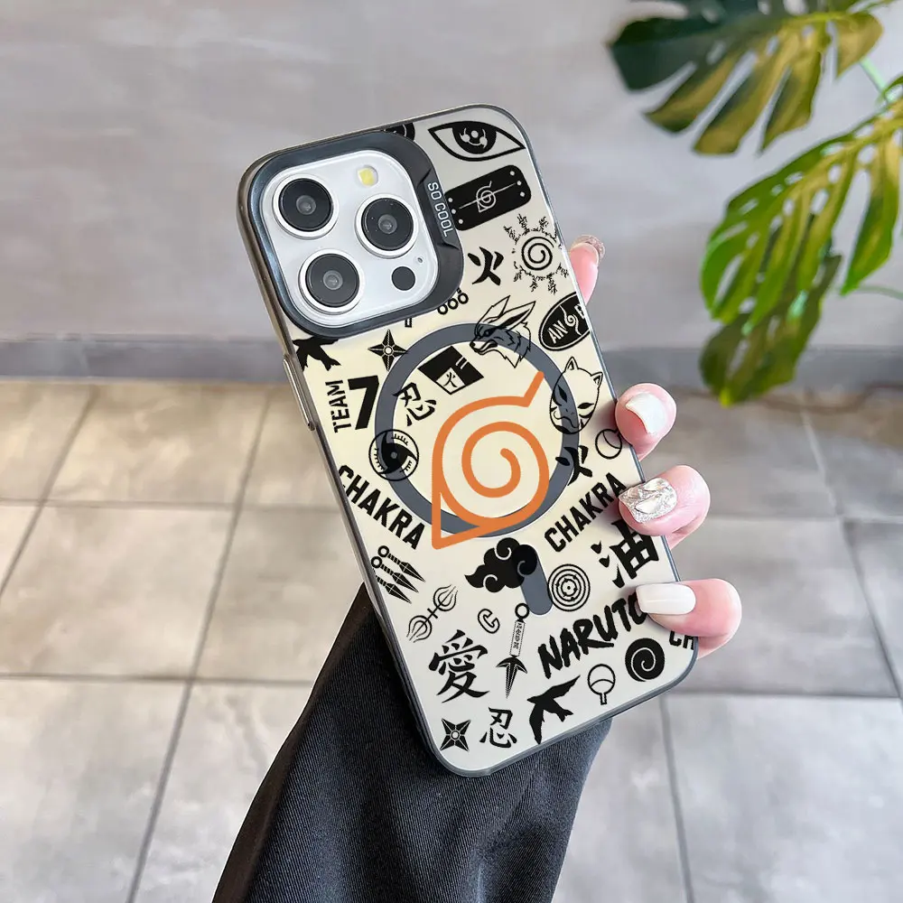 Japan Anime Uchiha Magnetic Phone Case with Silver-Plated Lens Border