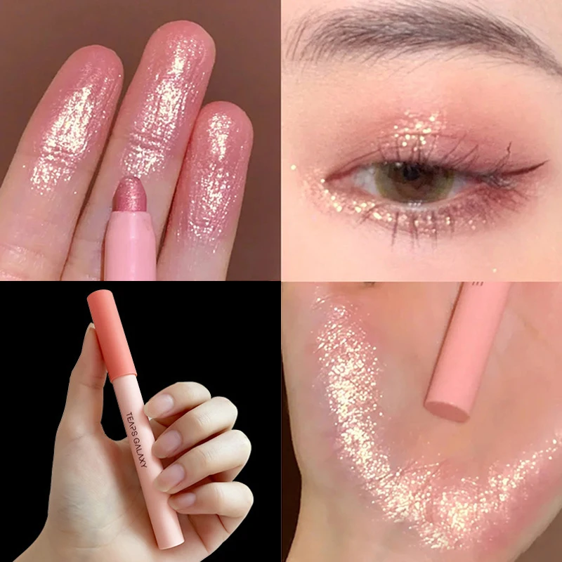 Diamond Glitter Eyeshadow Liner Pencil Face Makeup Highlighter Long lasting Matte Pink Silkworm Champagne Gold Eyeliner Pen 1