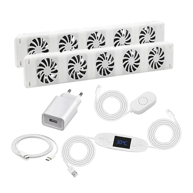 DC 5V/2A 5 Intelligent Cooling Fans For Heating Fireplace Intelligent Cooling Ventilation Radiator Ventilator Temperature Sensor 2
