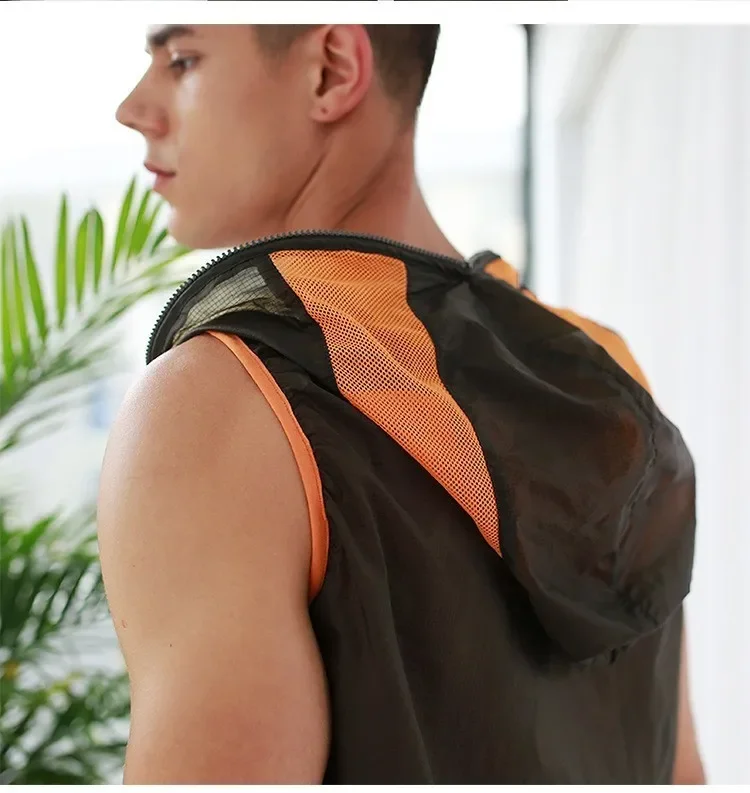 Ultra-thin Sleeveless Rashguard Men Rash Guard Sails Surf Suit Semi Transparent UV Protect Shirt Water Sport Vest Hoody Jacket