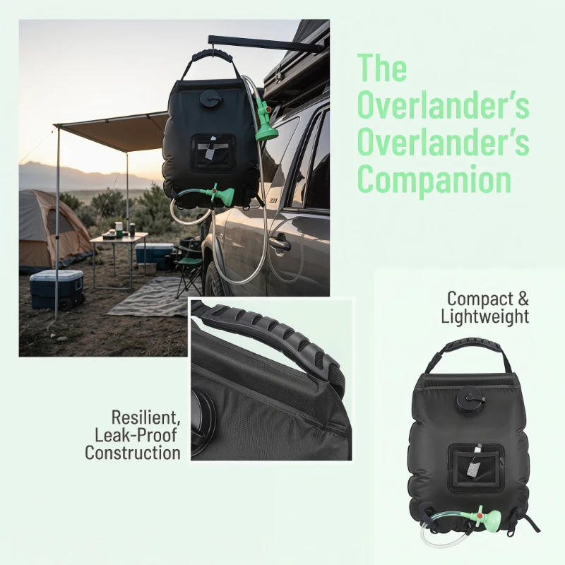 20L Solar Shower Bag Large Capacity Portable Foldable Outdoor Camping Bathing Water Storage Bag with Shower Head & Handle