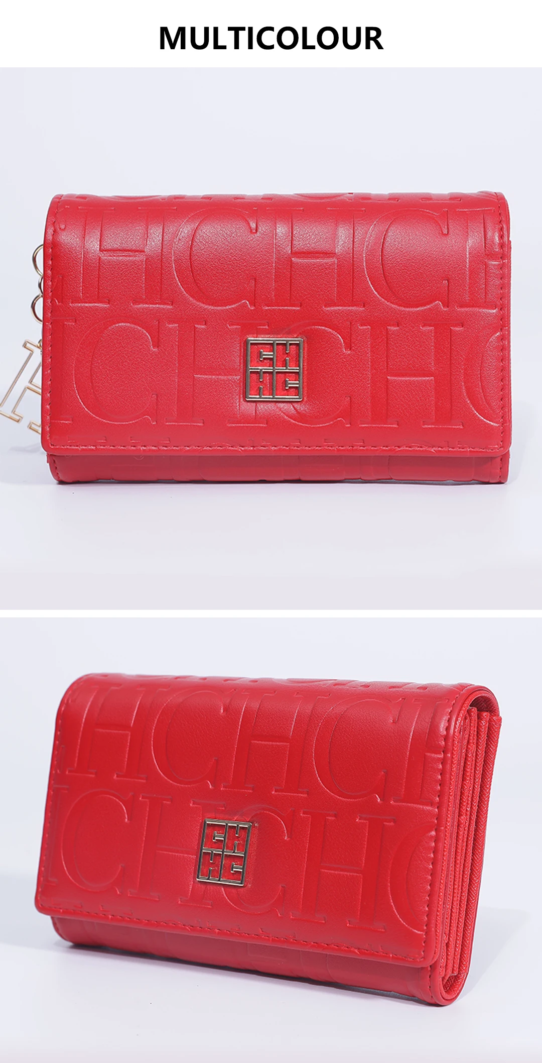 CH Damen-Geldbörse mit geprägtem Schriftzug, eleganter Kartenhalter mit Klappe, Münzbörse mit Schlüsselanhänger, modische Clutch-Geldbörse für den täglichen Gebrauch – Detail 3