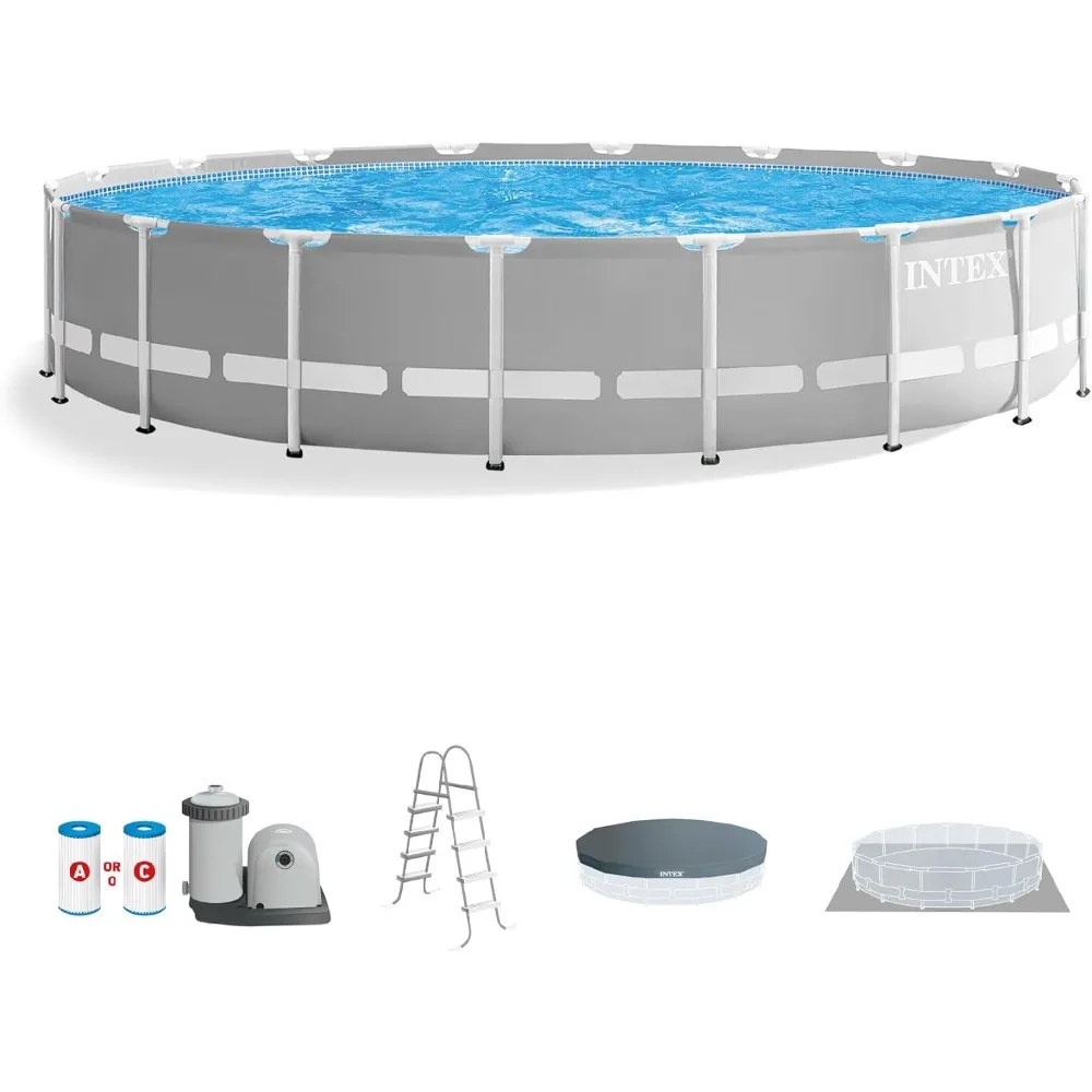 INTEX 26723EH Prism Frame Premium above Ground Swimming Pool Set: 15ft x 42in – includes 1000 GPH Cartridge Filter Pump