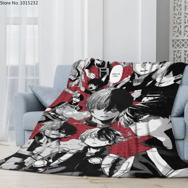 

My Hero Academia Todoroki Shoto 3D Flannel Blanket Cartoon Character Thin Blanket Flannel Portable Home Travel Office Blanket